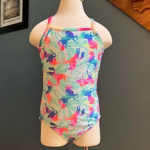 🏖️ 🦄 Wonder Nation Teal, Blue & Pink One Piece Swimsuit with Unicorn Print sz S